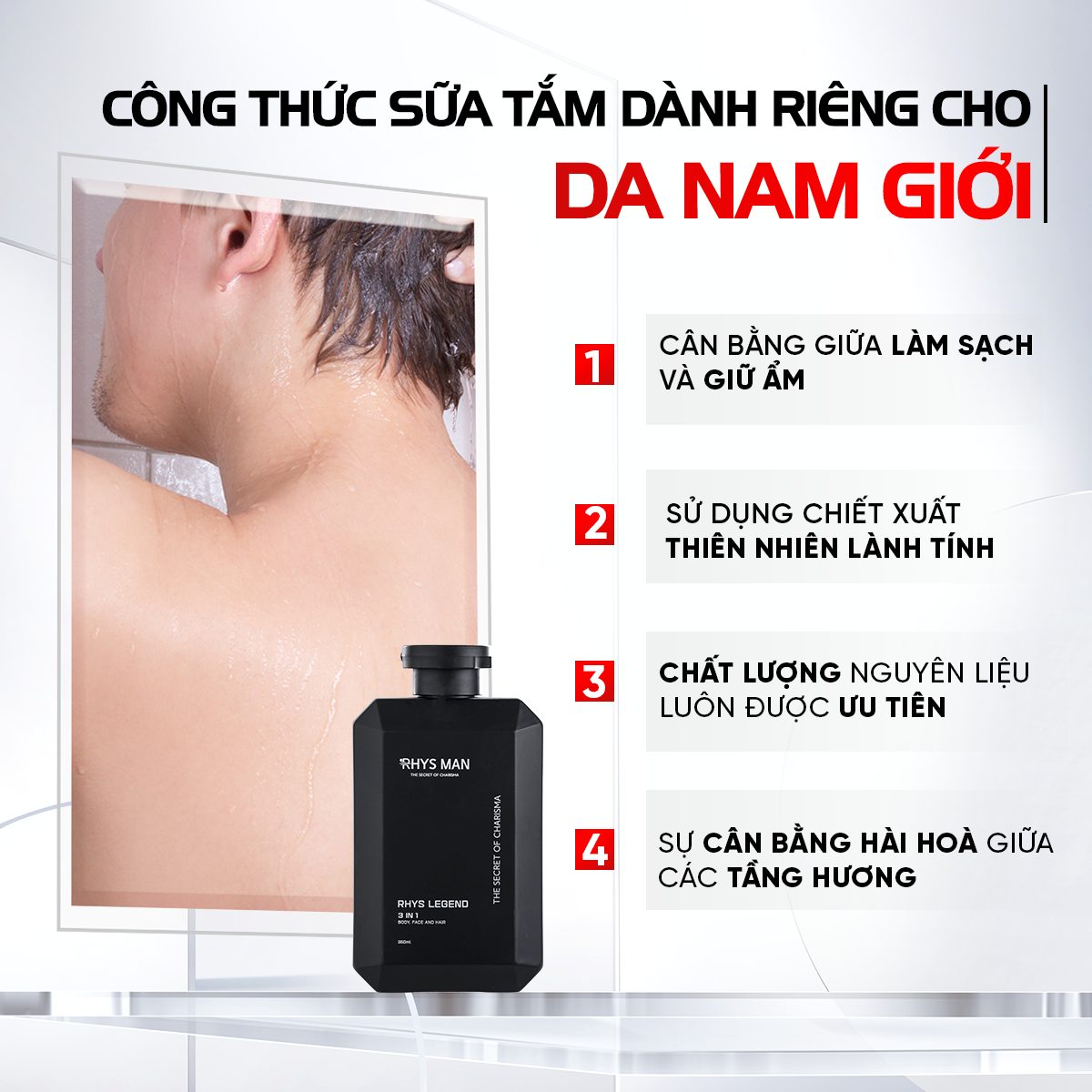 SỮA TẮM GỘI 3 IN 1 RHYS LEGEND 350ML - Ảnh 2